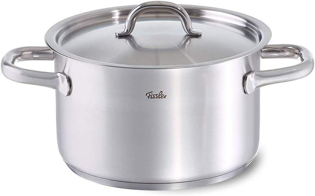 Fissler Family Line/Edelstahl-Topfset, 5-teilig, Kochtopf-Set, Töpfe mit Deckel, spülmaschinen-geeignet, Induktion, alle Herdarten (3 Kochtöpfe, 1 Bratentopf, 1 Stielkasserolle-deckellos)