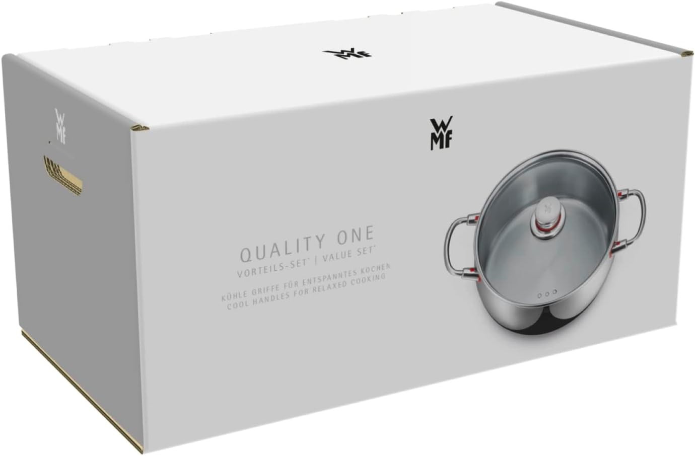 WMF Quality One Topfset Induktion 5-teilig, Kochtopf Set mit Glasdeckel, Cromargan Edelstahl poliert, Induktions Töpfe Set unbeschichtet, Dampföffnung, für alle Herdarten geeignet