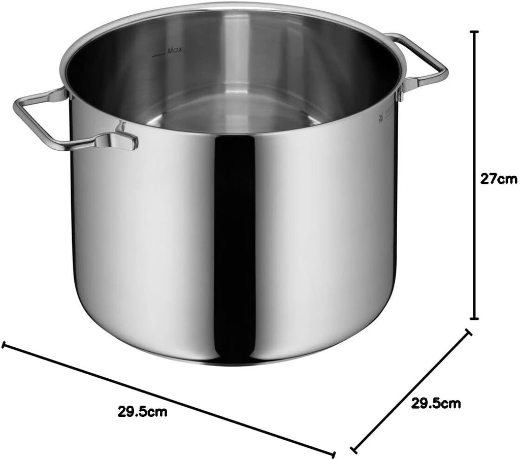 WMF Nudeltopf mit Sieb 24 cm Induktion, Kochtopf groß 7l, Spaghettitopf mit Glasdeckel, Cromargan Edelstahl poliert, Pastatopf