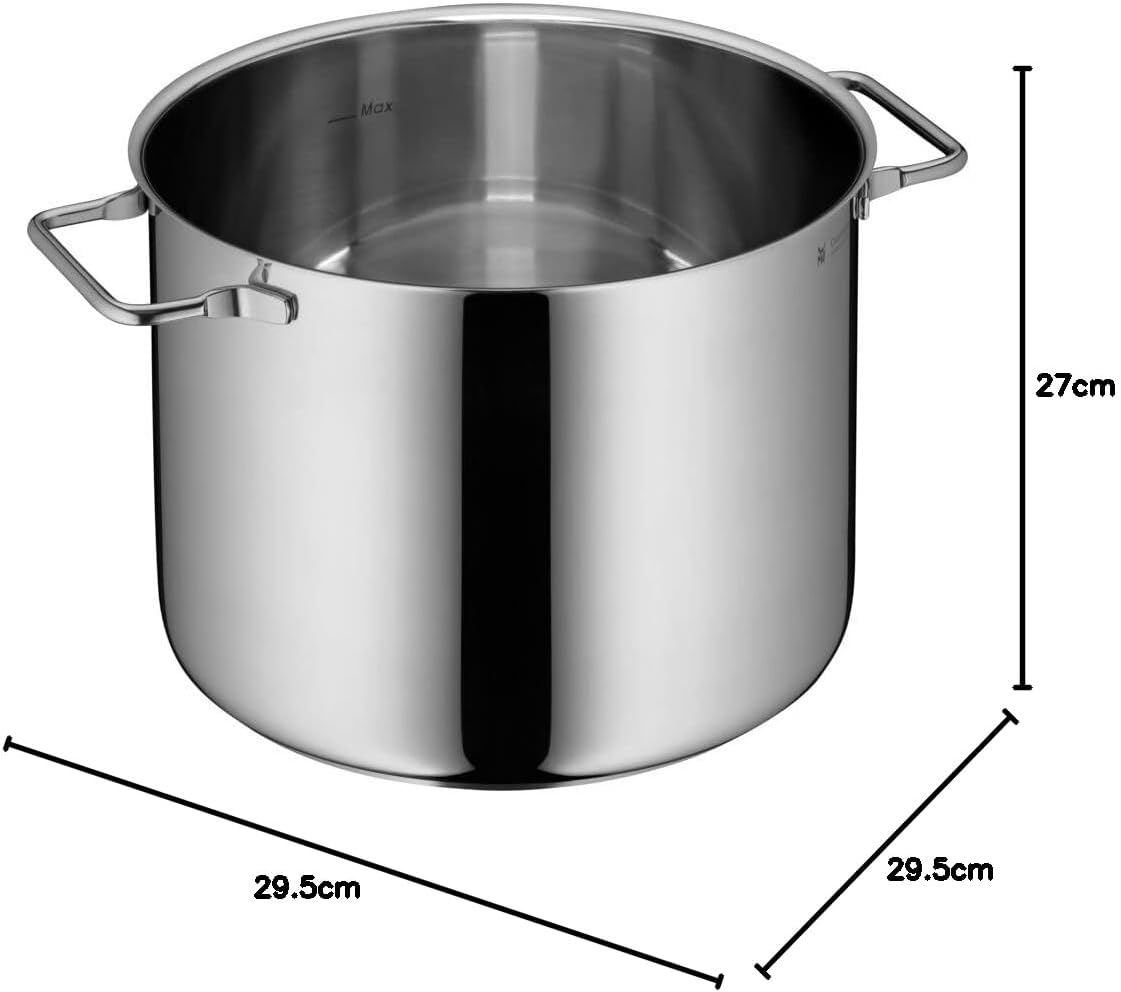 WMF Nudeltopf mit Sieb 24 cm Induktion, Kochtopf groß 7l, Spaghettitopf mit Glasdeckel, Cromargan Edelstahl poliert, Pastatopf