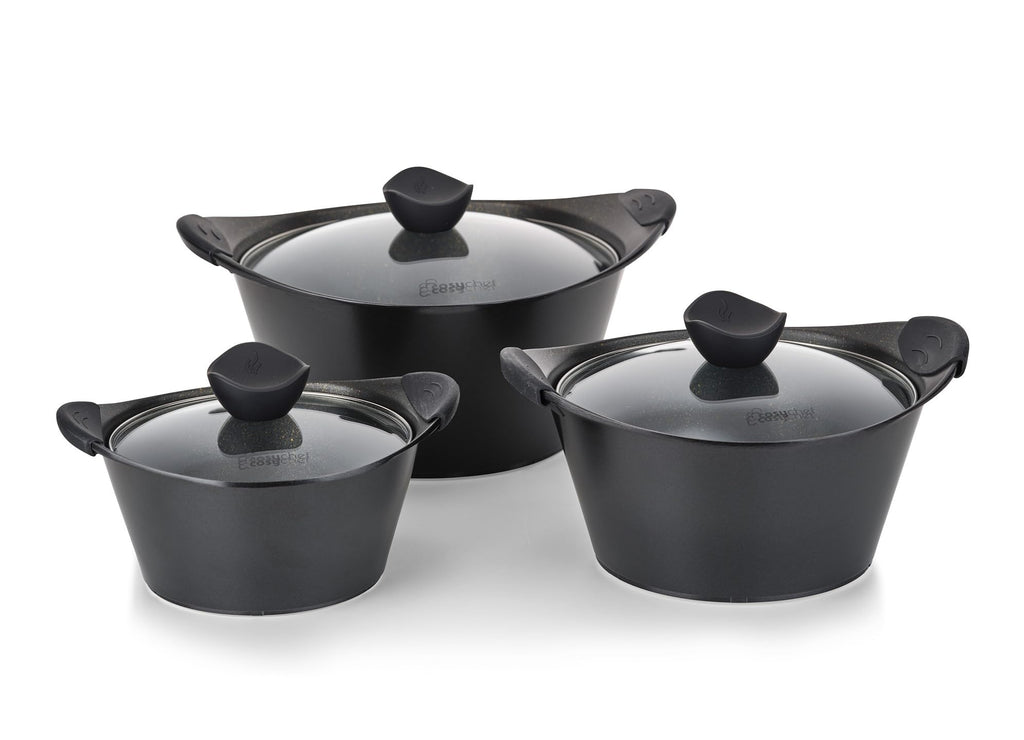 CosyChef Gaia 3er KochTopf Set, 20-24-28 cm, 6-teiliges Kochtopfset mit Glasdeckel und Antihaftbeschichtung - Geeignet für alle Herdarten, auch Induktion - PFOA-frei