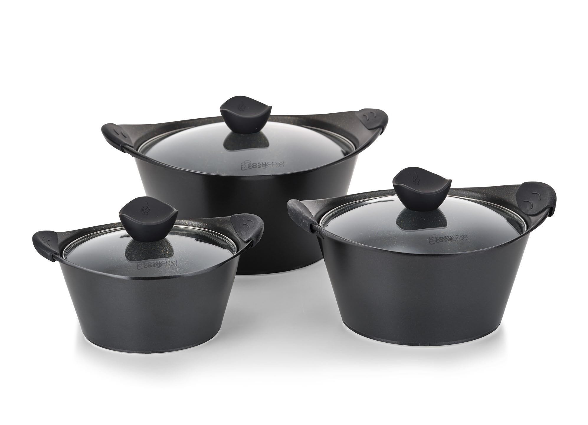 CosyChef Gaia 3er KochTopf Set, 20-24-28 cm, 6-teiliges Kochtopfset mit Glasdeckel und Antihaftbeschichtung - Geeignet für alle Herdarten, auch Induktion - PFOA-frei