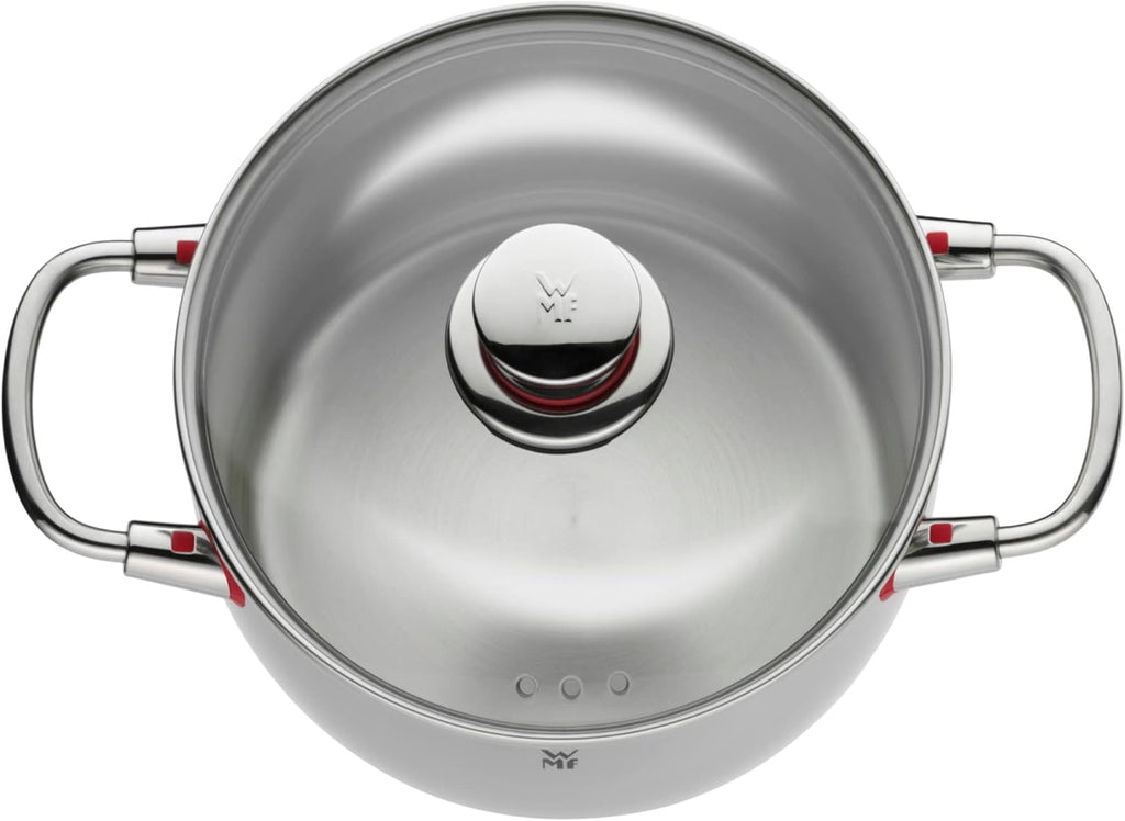 WMF Quality One Topfset Induktion 5-teilig, Kochtopf Set mit Glasdeckel, Cromargan Edelstahl poliert, Induktions Töpfe Set unbeschichtet, Dampföffnung, für alle Herdarten geeignet