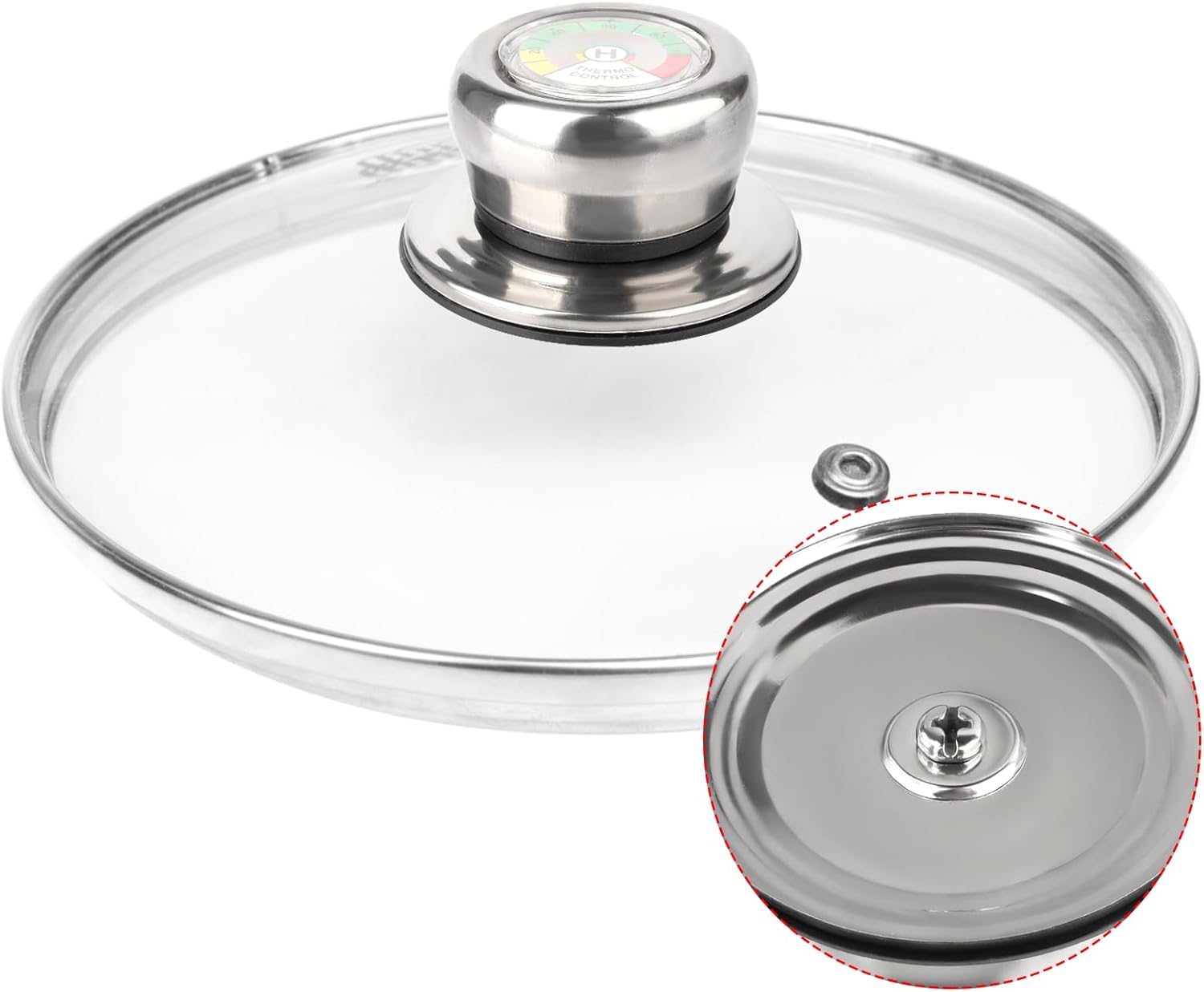 2 Stück Topfdeckelgriff mit Thermometer, kompatibel mit AMC Töpfen und Pfannen Thermo Deckelknopf Deckelgriff Ersatz Ersatz Topf Griff Thermometer für Thermometer Topfdeckelgriff