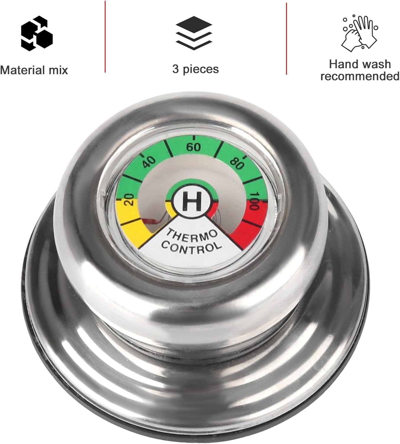 2 Stück Topfdeckelgriff mit Thermometer, kompatibel mit AMC Töpfen und Pfannen Thermo Deckelknopf Deckelgriff Ersatz Ersatz Topf Griff Thermometer für Thermometer Topfdeckelgriff