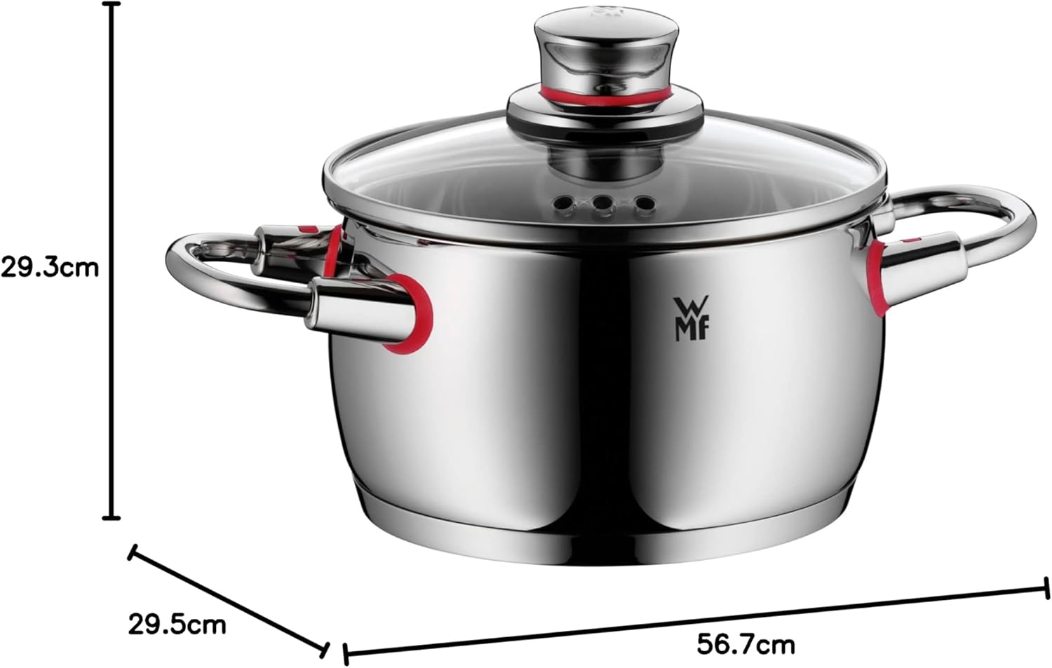 WMF Quality One Topfset Induktion 5-teilig, Kochtopf Set mit Glasdeckel, Cromargan Edelstahl poliert, Induktions Töpfe Set unbeschichtet, Dampföffnung, für alle Herdarten geeignet