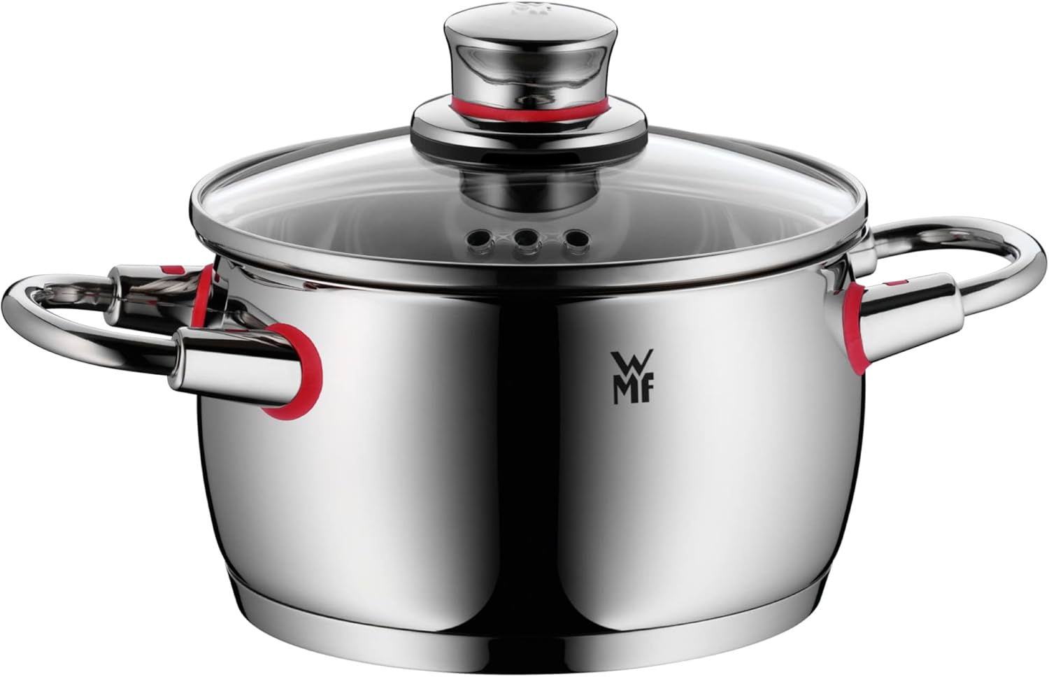 WMF Quality One Topfset Induktion 5-teilig, Kochtopf Set mit Glasdeckel, Cromargan Edelstahl poliert, Induktions Töpfe Set unbeschichtet, Dampföffnung, für alle Herdarten geeignet