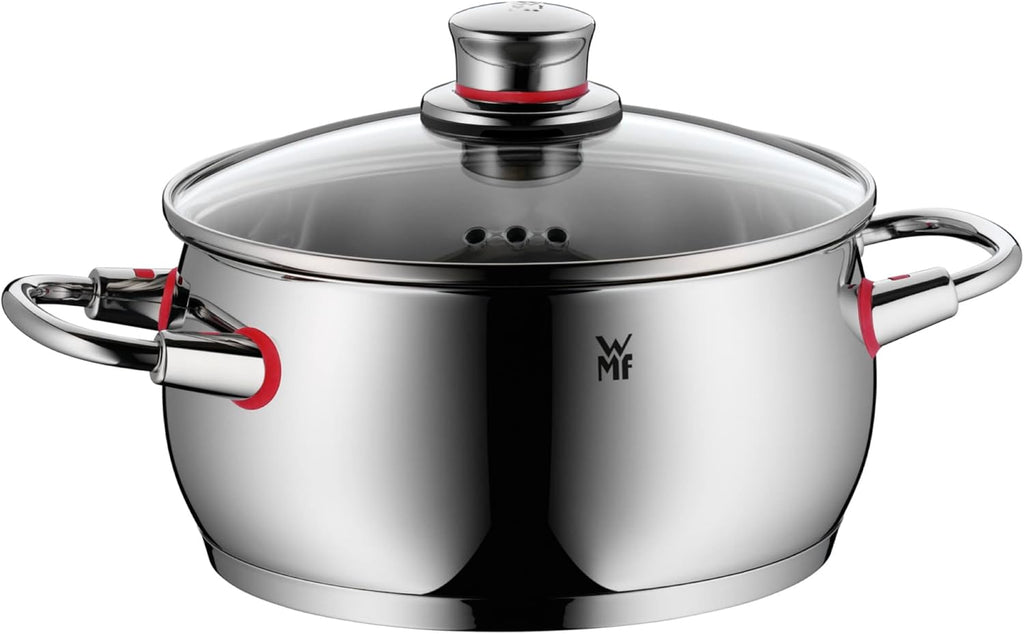 WMF Quality One Topfset Induktion 5-teilig, Kochtopf Set mit Glasdeckel, Cromargan Edelstahl poliert, Induktions Töpfe Set unbeschichtet, Dampföffnung, für alle Herdarten geeignet