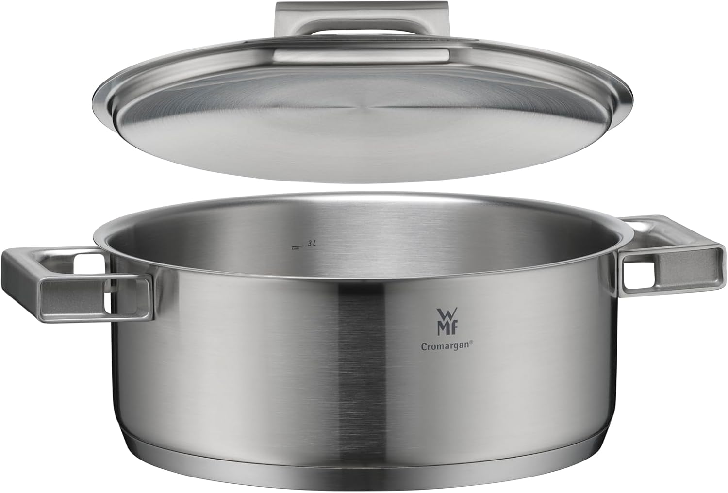 WMF Ultimate Cool Kochtopf klein 24 cm, Edelstahldeckel, Bratentopf Induktion 4,1l, Cromargan Edelstahl matt, wärmereduzierende Griffe, Induktions Topf mit Innenskalierung, spülmaschinengeeignet