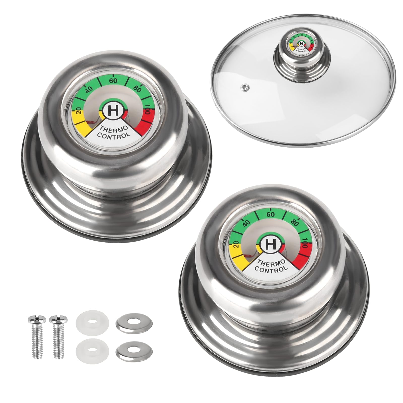 2 Stück Topfdeckelgriff mit Thermometer, kompatibel mit AMC Töpfen und Pfannen Thermo Deckelknopf Deckelgriff Ersatz Ersatz Topf Griff Thermometer für Thermometer Topfdeckelgriff
