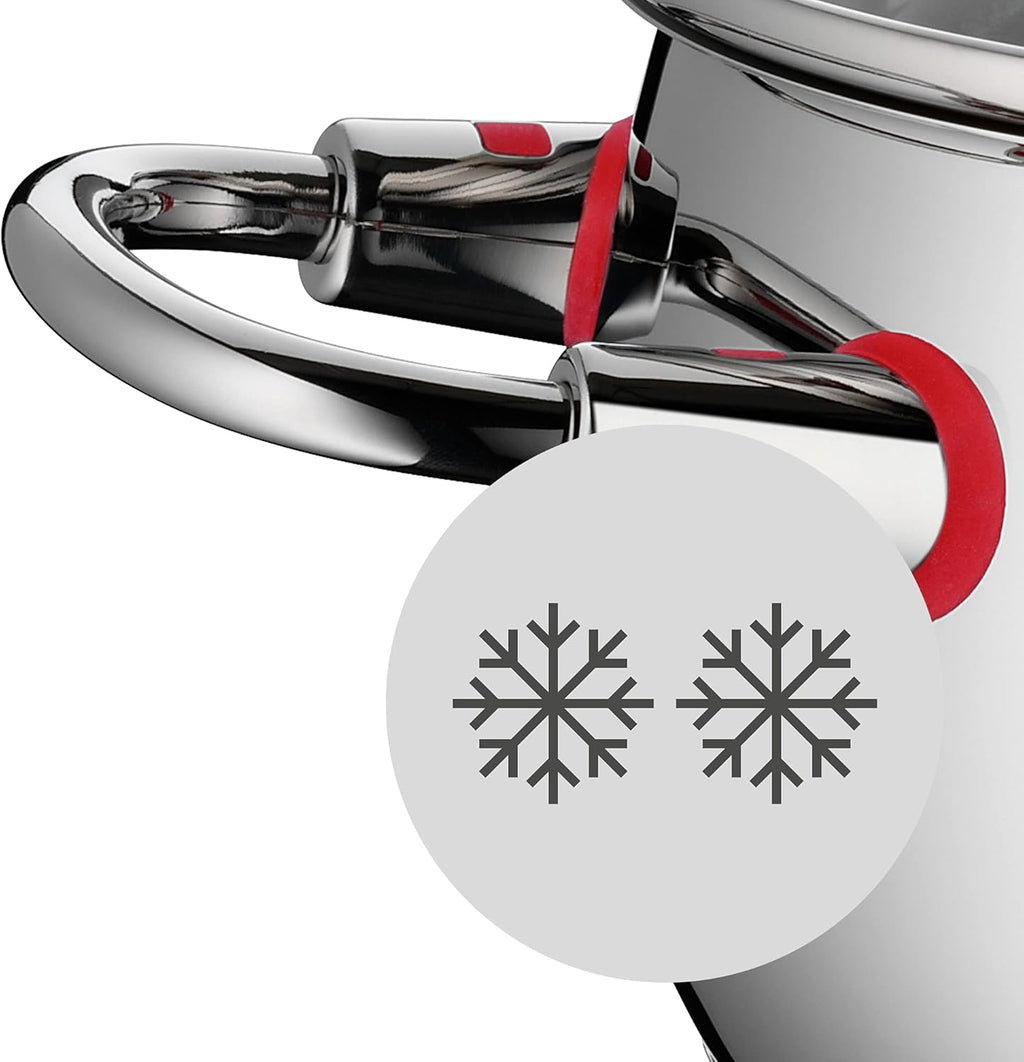 WMF Quality One Topfset Induktion 5-teilig, Kochtopf Set mit Glasdeckel, Cromargan Edelstahl poliert, Induktions Töpfe Set unbeschichtet, Dampföffnung, für alle Herdarten geeignet