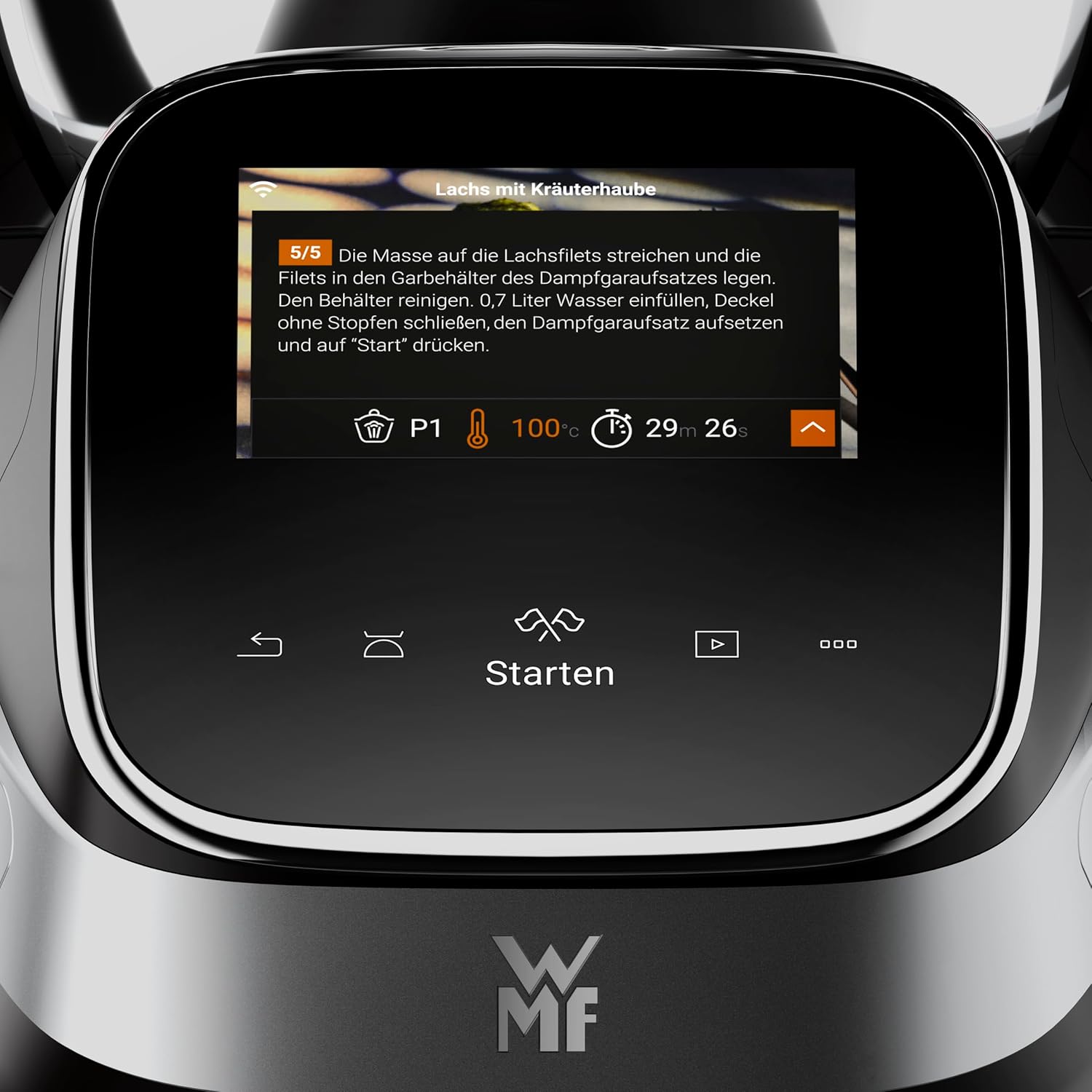 WMF Avantgarde Küchenmaschine mit Kochfunktion, besonders leise, 14 Kochprogramme, WLAN, Kochschüssel 3l, Touchscreen, intuitive App, Rezepte, edelstahl matt