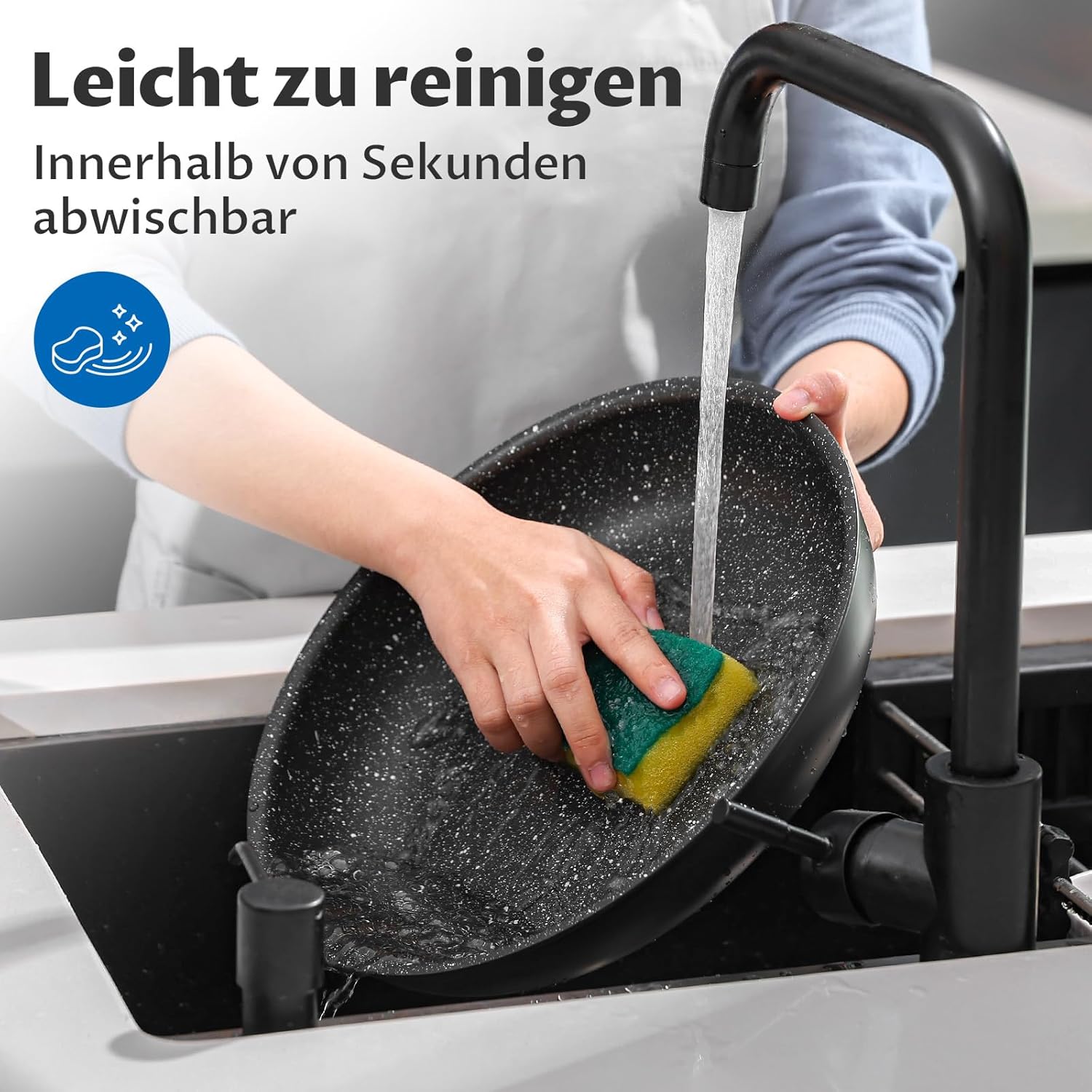 BEZIA Induktions Pfannen Set mit abnehmbaren Griffen, antihaftbeschichtetes Pfannenset, Für alle Herdarten, stapelbares Design, spülmaschinen-/ofenfest, PFAS-frei
