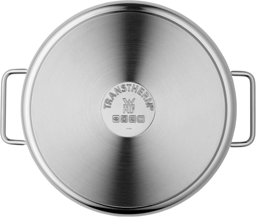 WMF Nudeltopf mit Sieb 24 cm Induktion, Kochtopf groß 7l, Spaghettitopf mit Glasdeckel, Cromargan Edelstahl poliert, Pastatopf