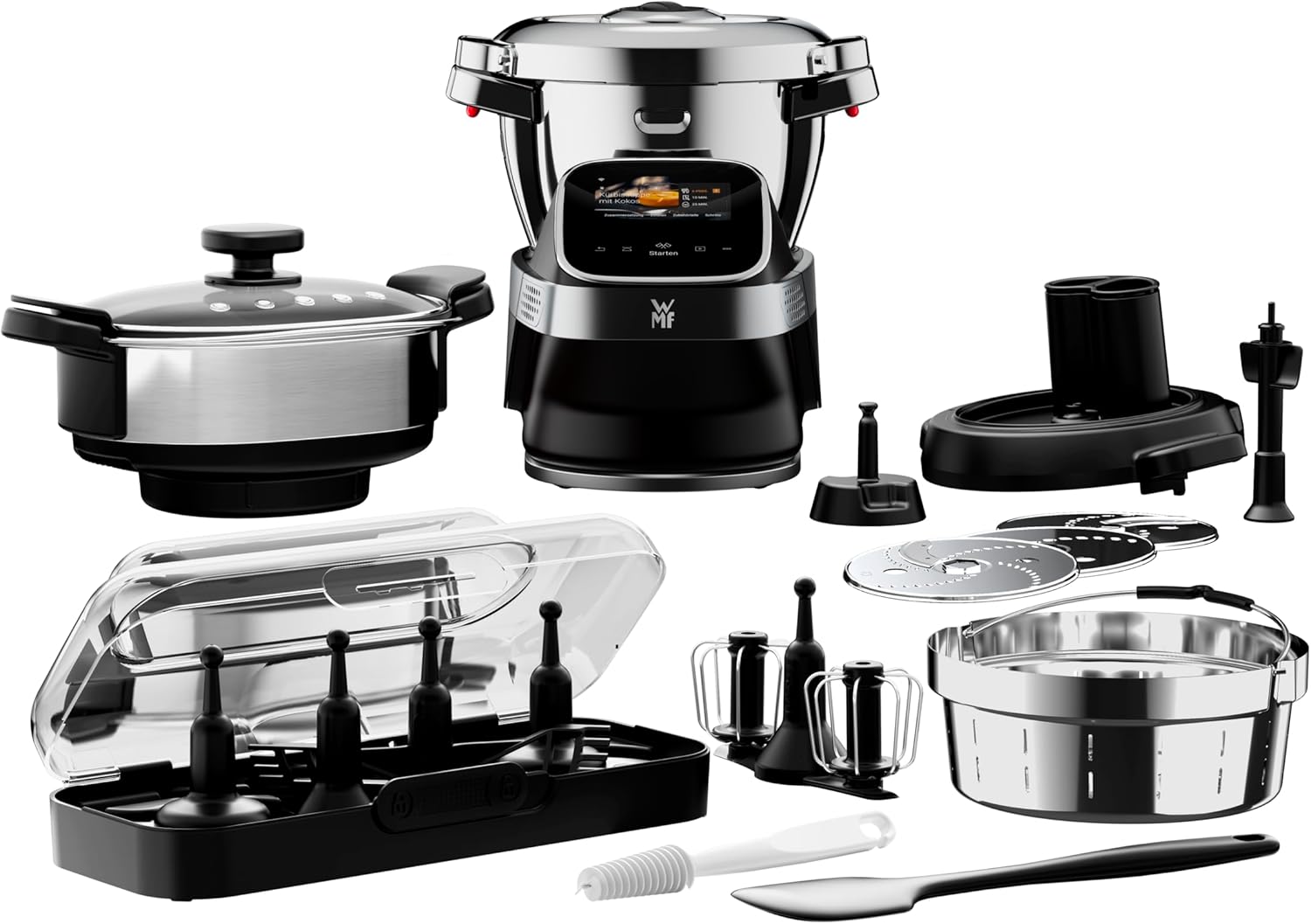 WMF Avantgarde Küchenmaschine mit Kochfunktion, besonders leise, 14 Kochprogramme, WLAN, Kochschüssel 3l, Touchscreen, intuitive App, Rezepte, edelstahl matt