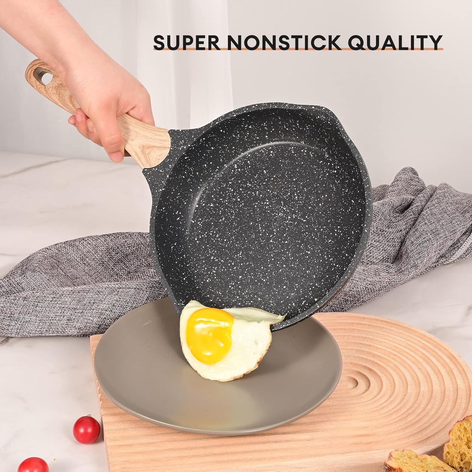 JEETEE Familie Topfsets Pfannenset 23-Teilig, Antihaft-Granit Topf und Pfannenset, Topfset Induktion, Perfekt für ein neues Geschenk zu Hause, Für alle Herdtypen Geeignet, Grau