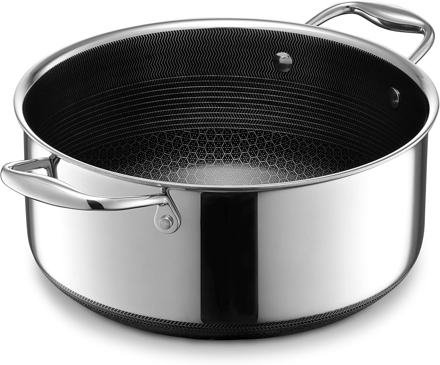 HexClad Dutch-Oven-Auflaufform, 4,7 liter, antihaftbeschichtet, Deckel aus rostfreiem Stahl, spülmaschinen- und ofenfest, für alle Herdarten geeignet