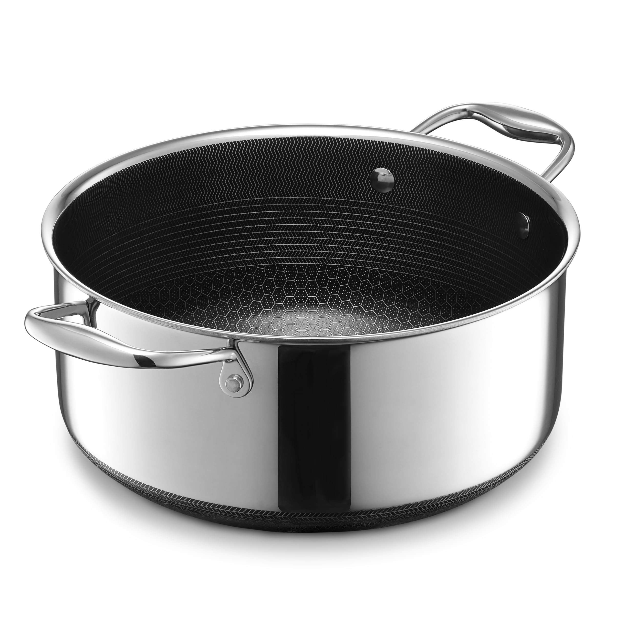HexClad Dutch-Oven-Auflaufform, 4,7 liter, antihaftbeschichtet, Deckel aus rostfreiem Stahl, spülmaschinen- und ofenfest, für alle Herdarten geeignet