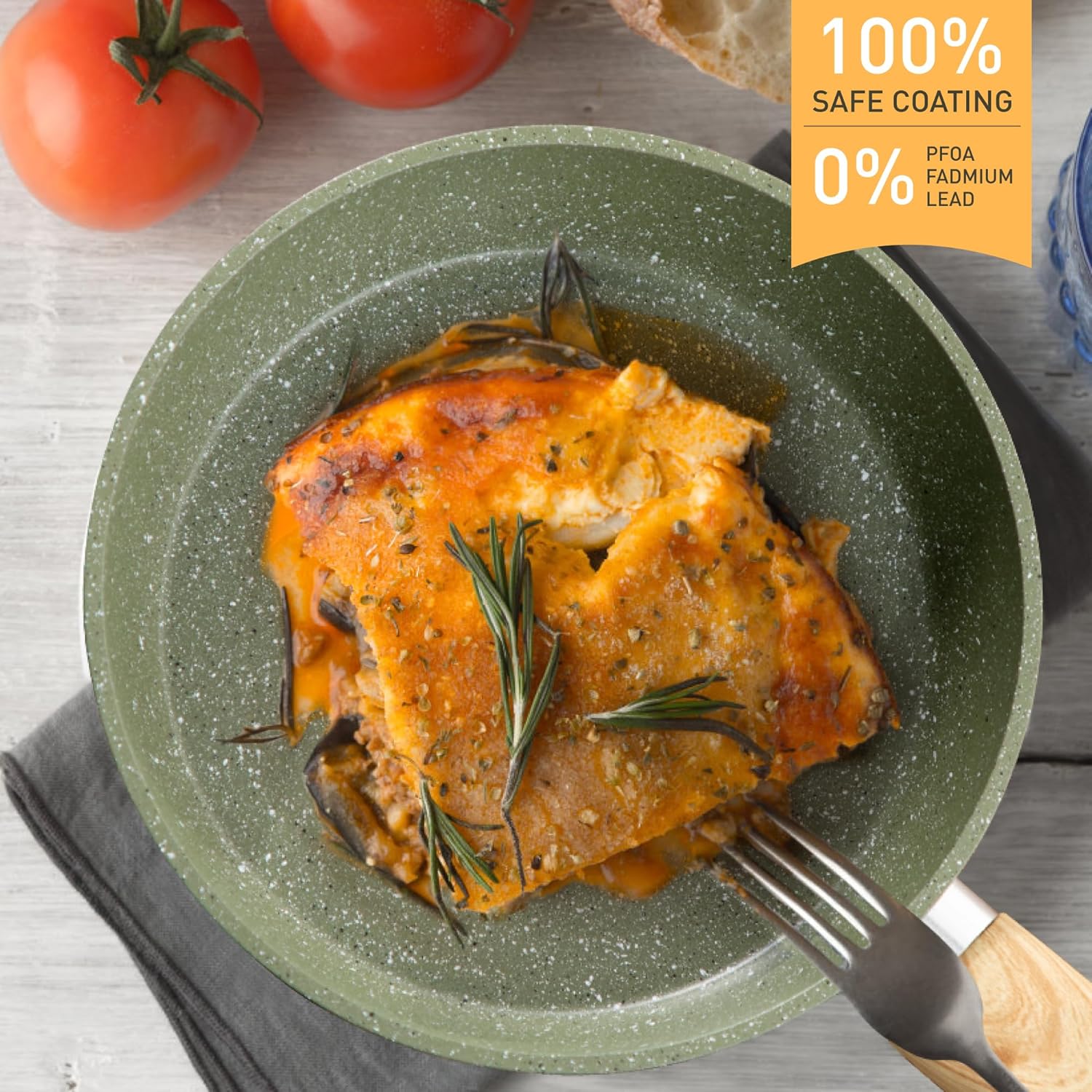 Kitchen Academy Topfset 17-teiliges Induktions-Kochgeschirr-Set mit Glasdeckeln und Granitbeschichtung inkl. Pfannen und Töpfe (grün 17 tlg)